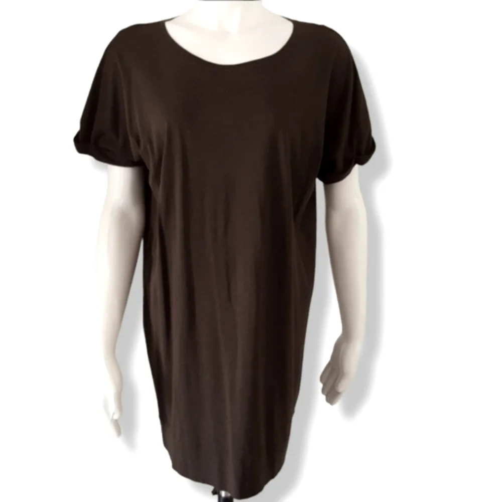 VINTAGE SAINT TROPEZ WEST Brown Tunic Top L Pima Mini Dress Swim Cover Up Y2K - Picture 9 of 10